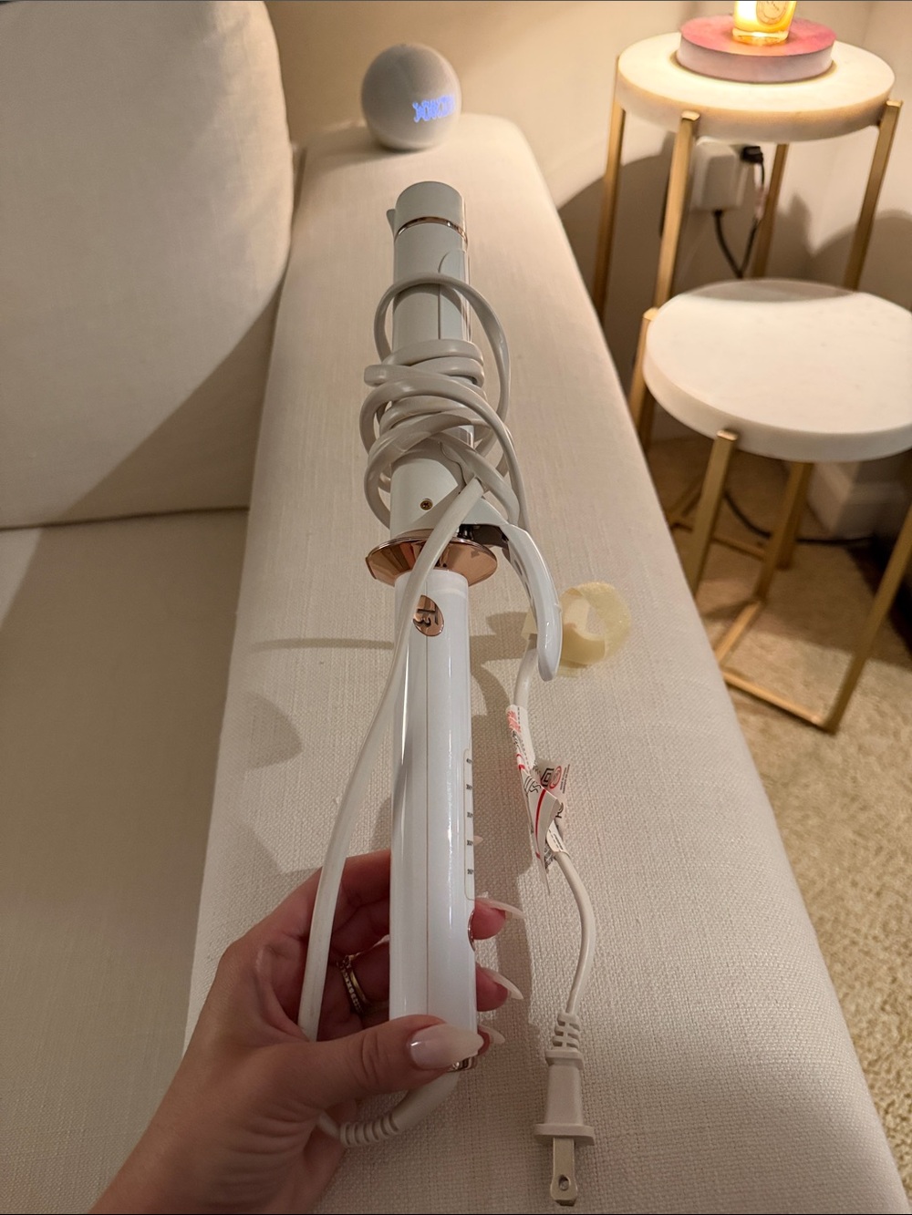 T3 Micro White Curling Iron with Rose Gold Accent